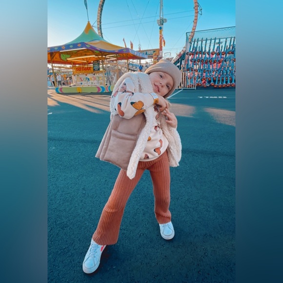 Zara Ribbed Flare Leg Pants Leggings Rust Orange Brown Size 4-5 US - Picture 2 of 3